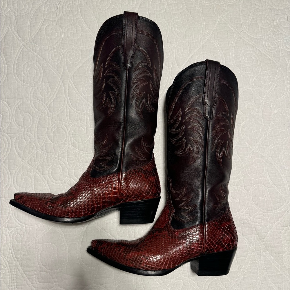 Burgundy Python boots